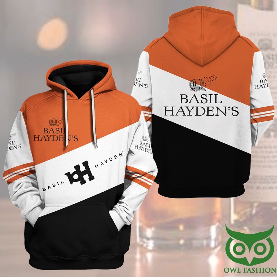 rmtIxmLs 77 Basil Haydens Logo Black White Orange 3D Hoodie