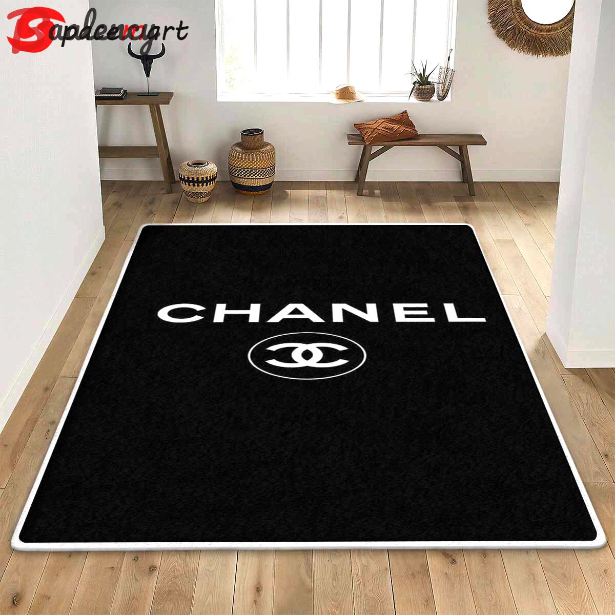 rugs in living room and bedroom classic black and white chanel logo area rug rugs rectangle rug 20240522073856551