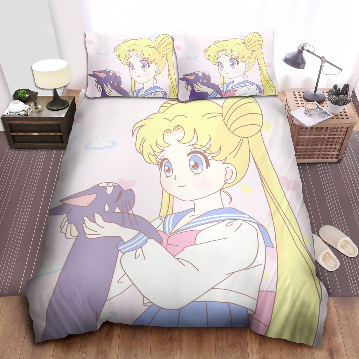 sailor moon usagi tsukino and luna luna bed sheets spread comforter duvet cover bedding sets e9spr