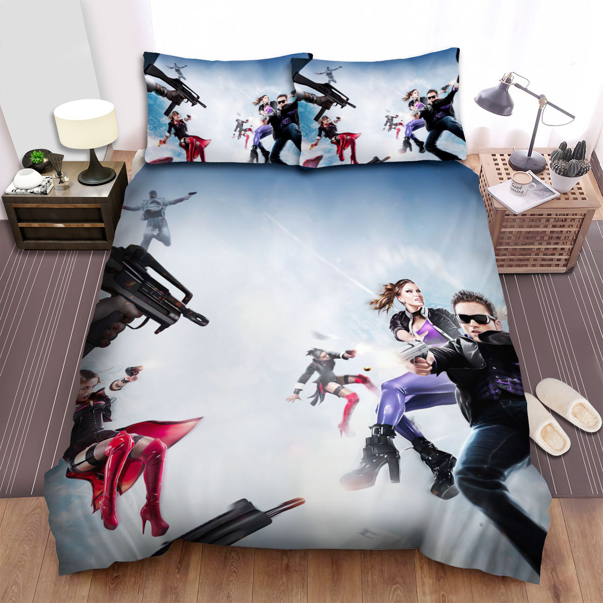 saints row the third shooting on air plane scene bed sheets spread duvet cover bedding sets vja3z