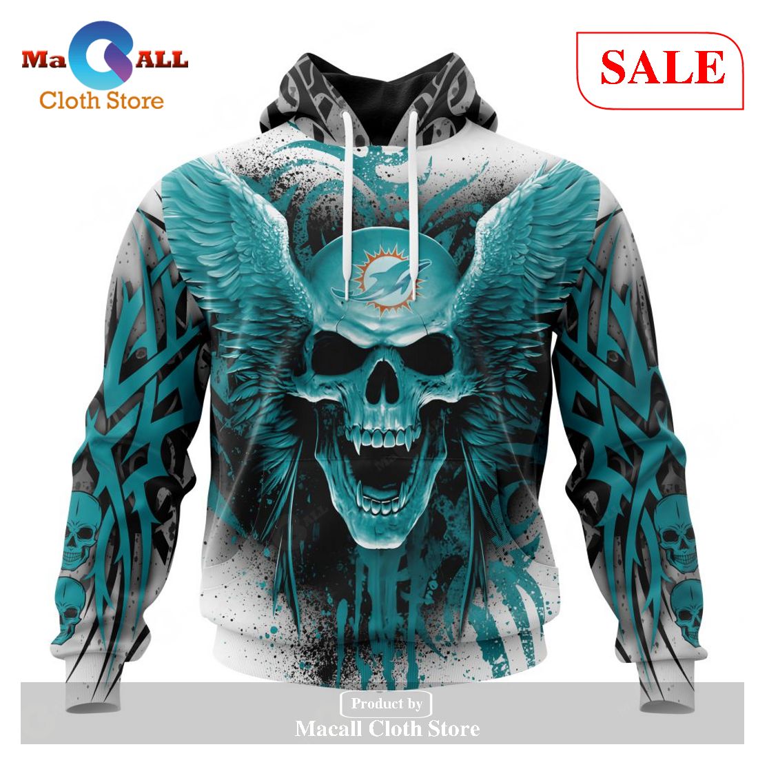 sale nfl miami dolphins special kits with skull art hoodie sweatshirt 3d limited edition 1 bYvEd