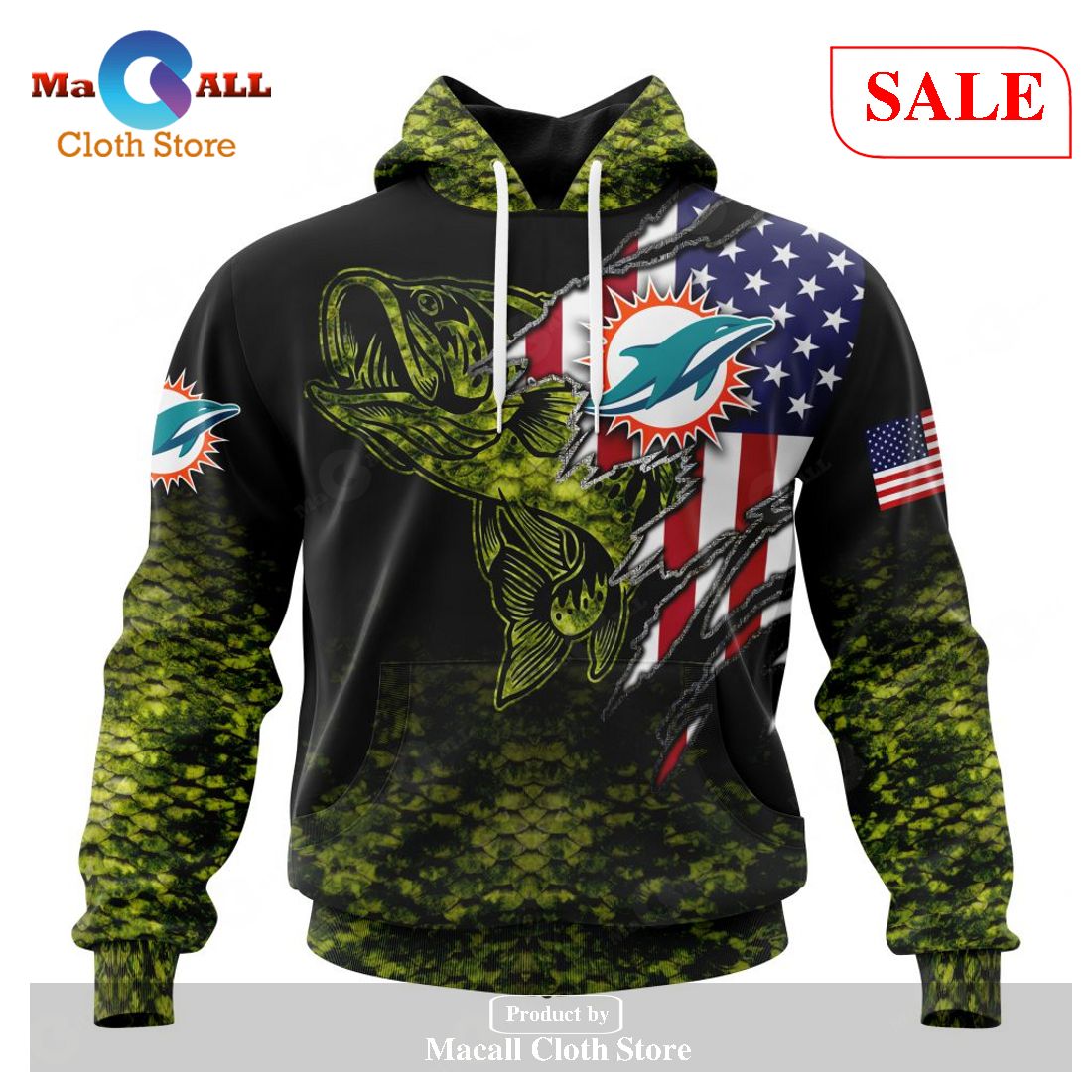 sale personalized nfl miami dolphins special camo fishing hoodie sweatshirt 3d 1 Kiz5o