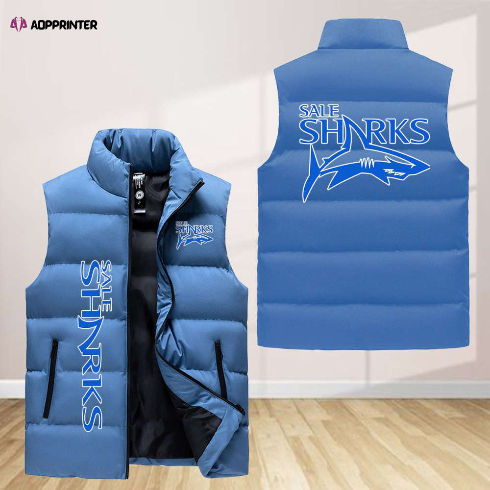 sale sharks sleeveless puffer jacket custom for fans gifts