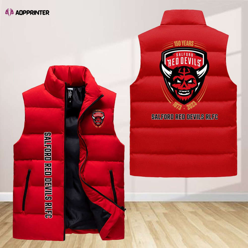 salford red devils rlfc sleeveless puffer jacket custom for fans spj0801