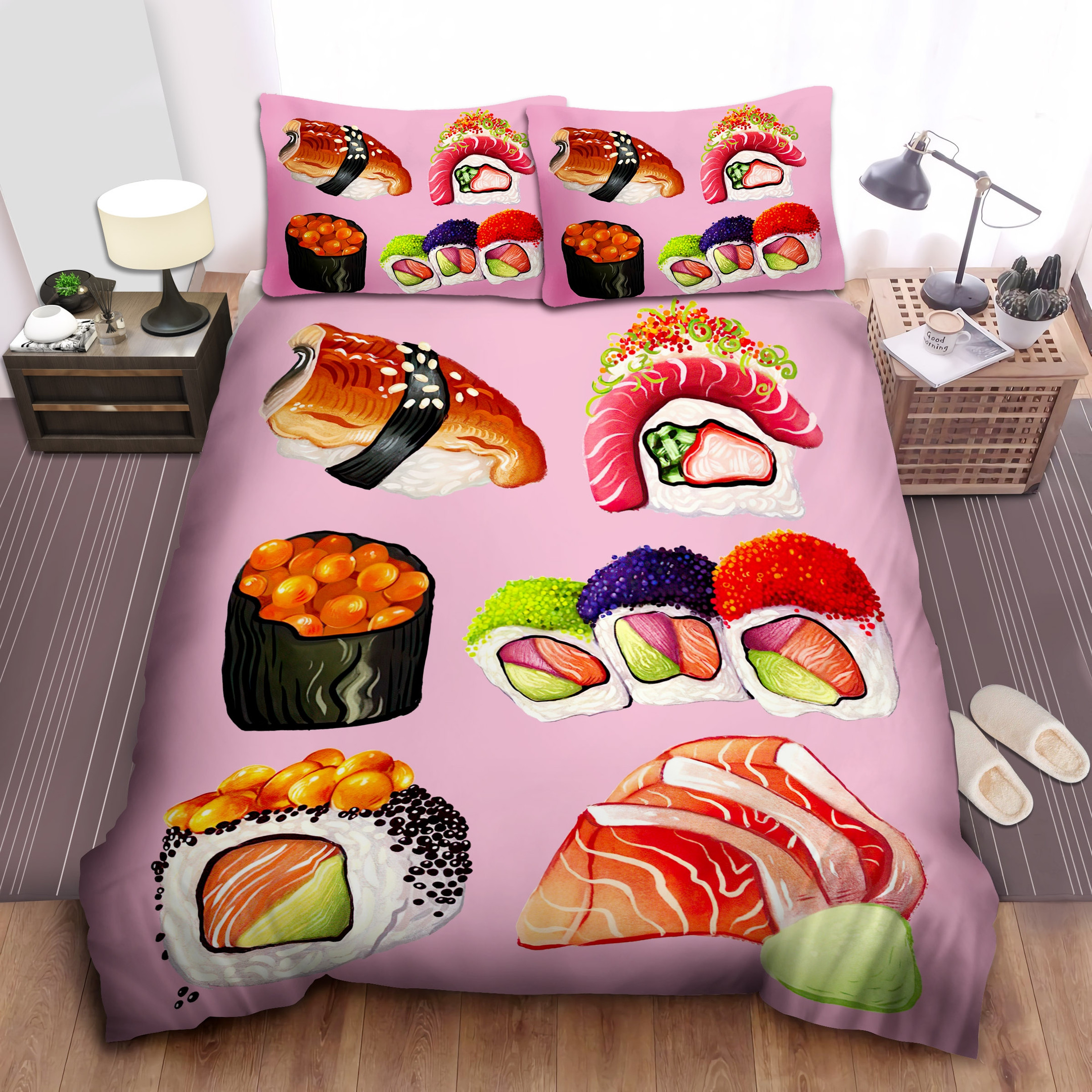 salmon sushi digital illustration duvet cover bedroom sets comfortable bedding sets sd3sp