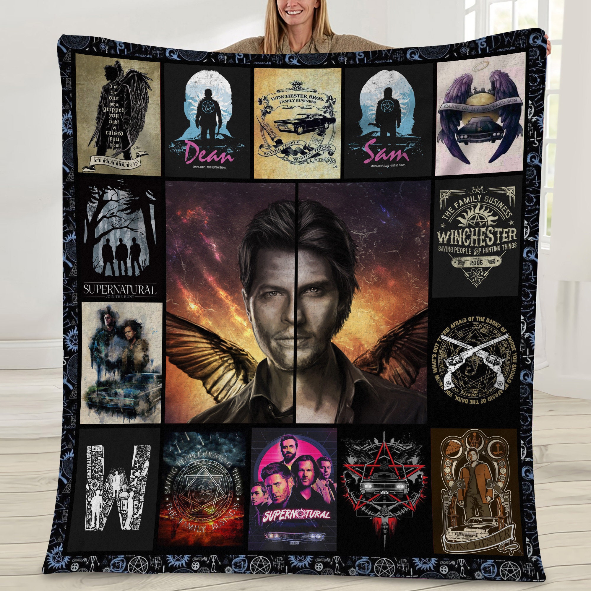 sam dean winchester supernatural tv show clasic movie blanket zjsd8