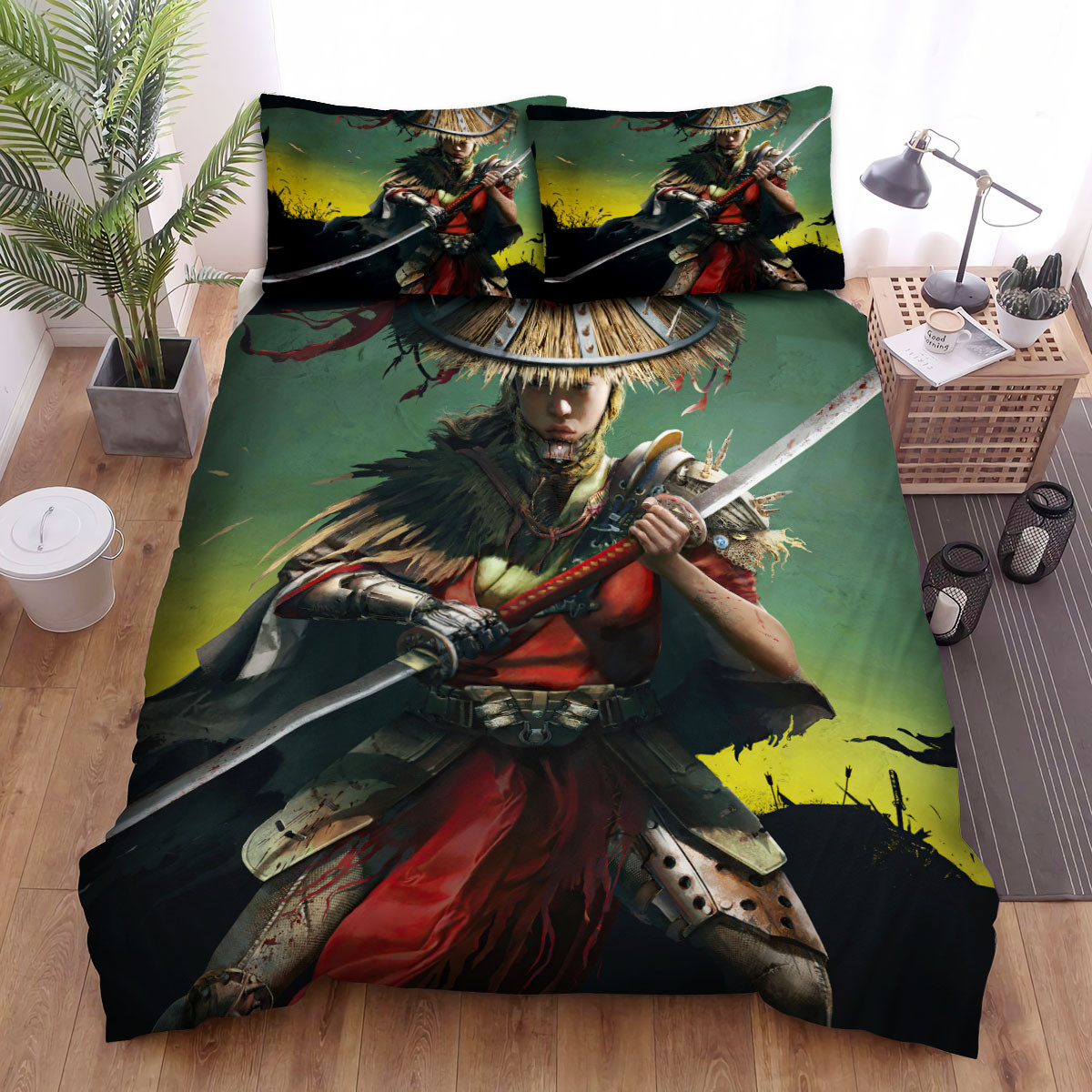 samurai girl warrior on battlefield duvet cover bedroom sets comfortable bedding sets owe0r