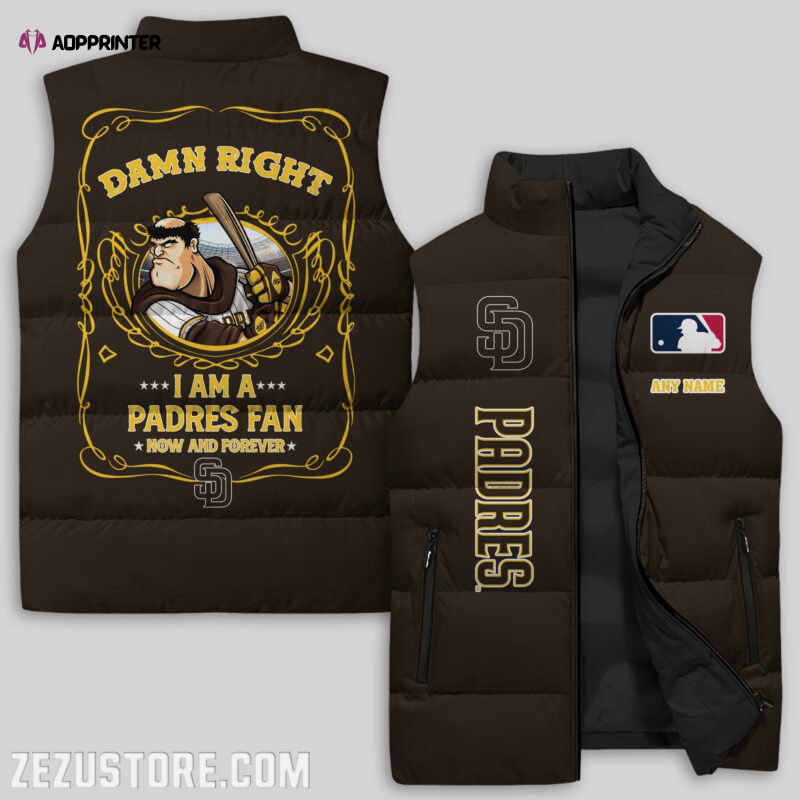 san diego padres mlb sleeveless puffer jacket custom for fans spj1812