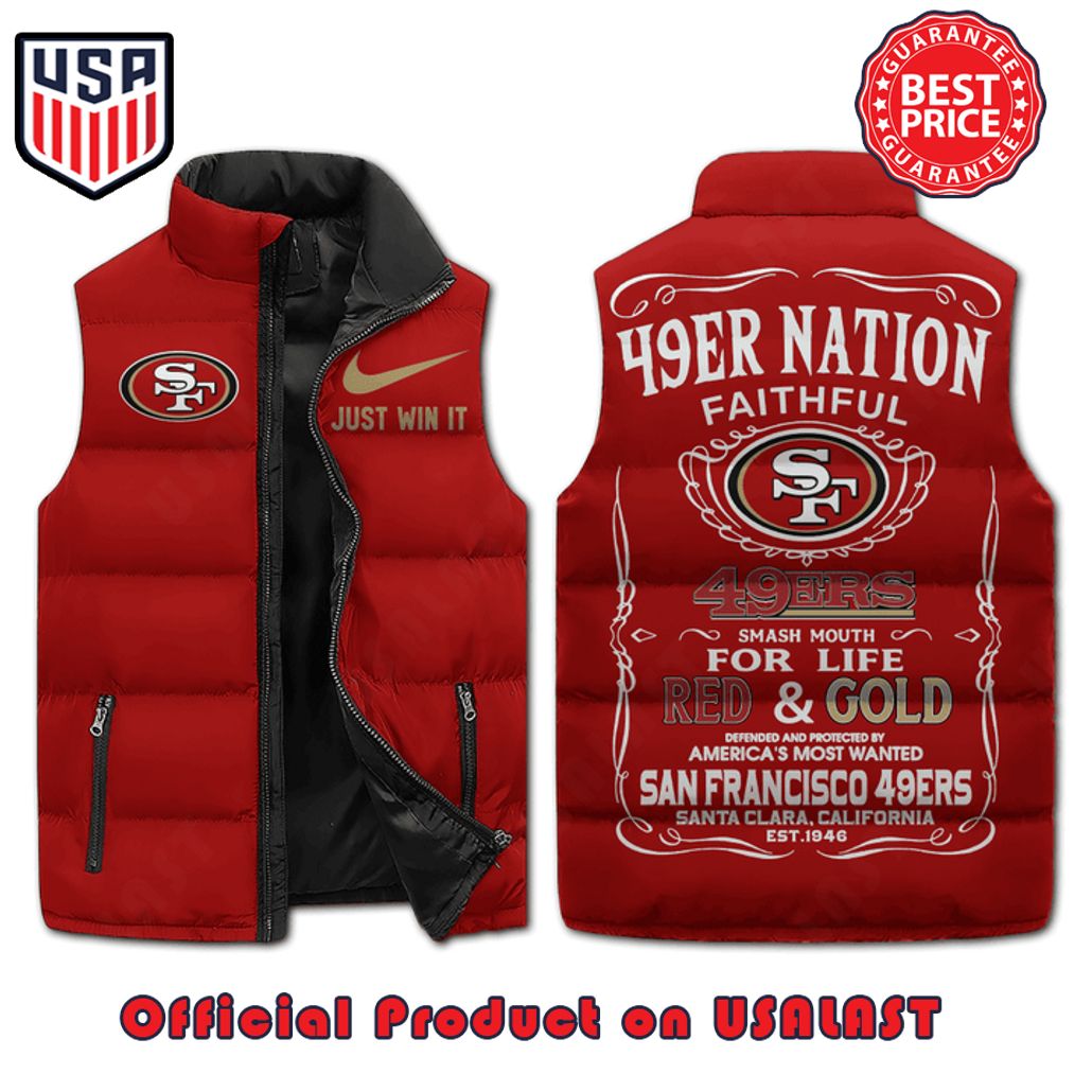 san francisco 49ers faithful just win it nike puffer sleeveless jacket 1 JNhKk