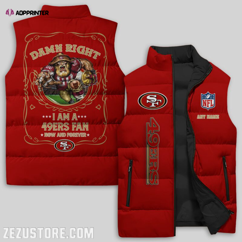 san francisco 49ers nfl sleeveless puffer jacket custom for fans gifts 1