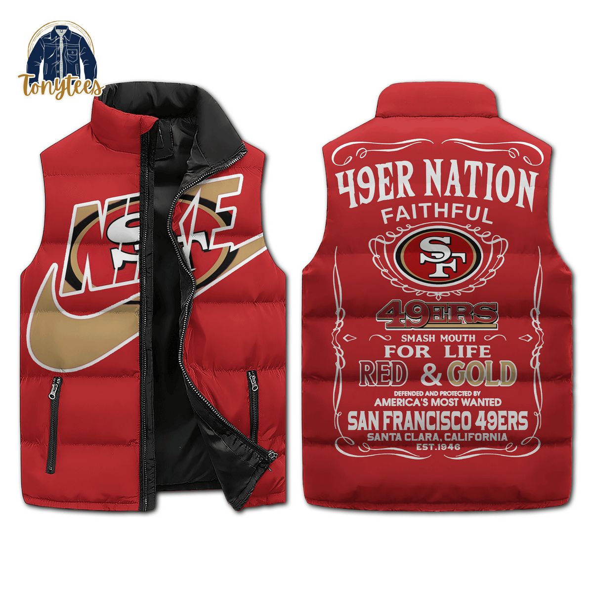 san francisco 49ers nike puffer sleeveless jacket 1 8ojo9