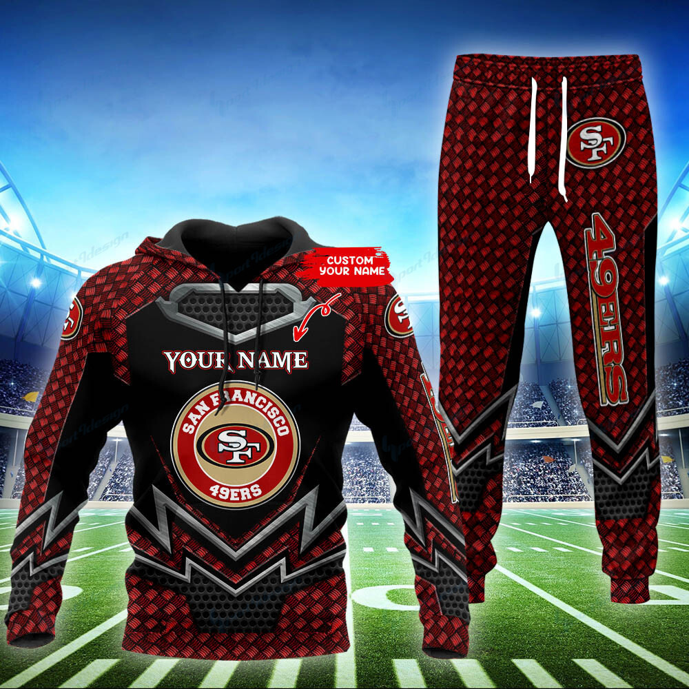 san francisco 49ers personalized hoodie and jogger set bg871 lhtw9