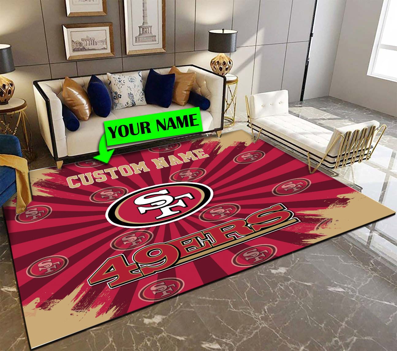 san francisco 49ers personalized premium rectangle rug 68 z5swf