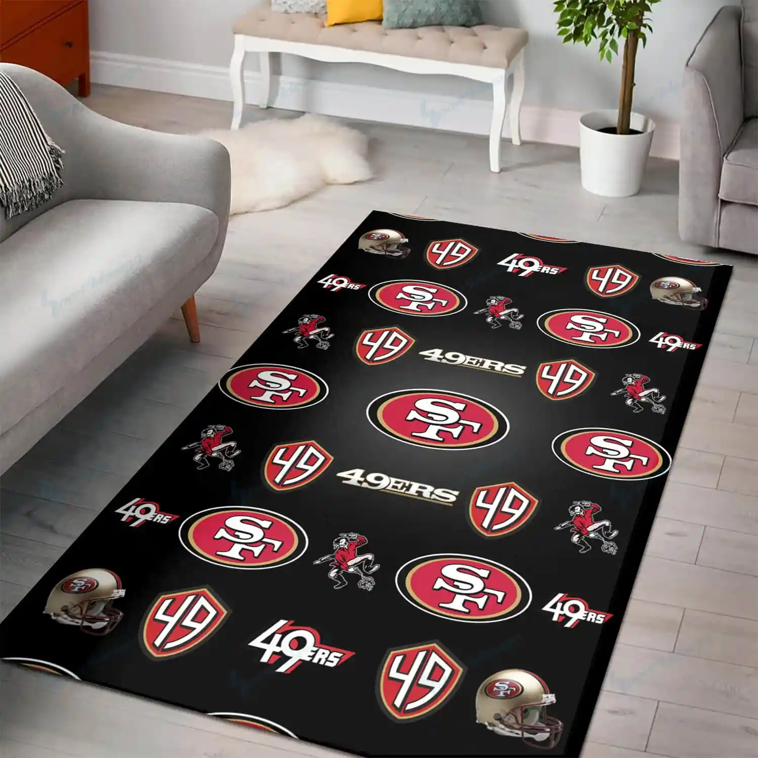 san francisco 49ers premium rectangle rug 14 fgule