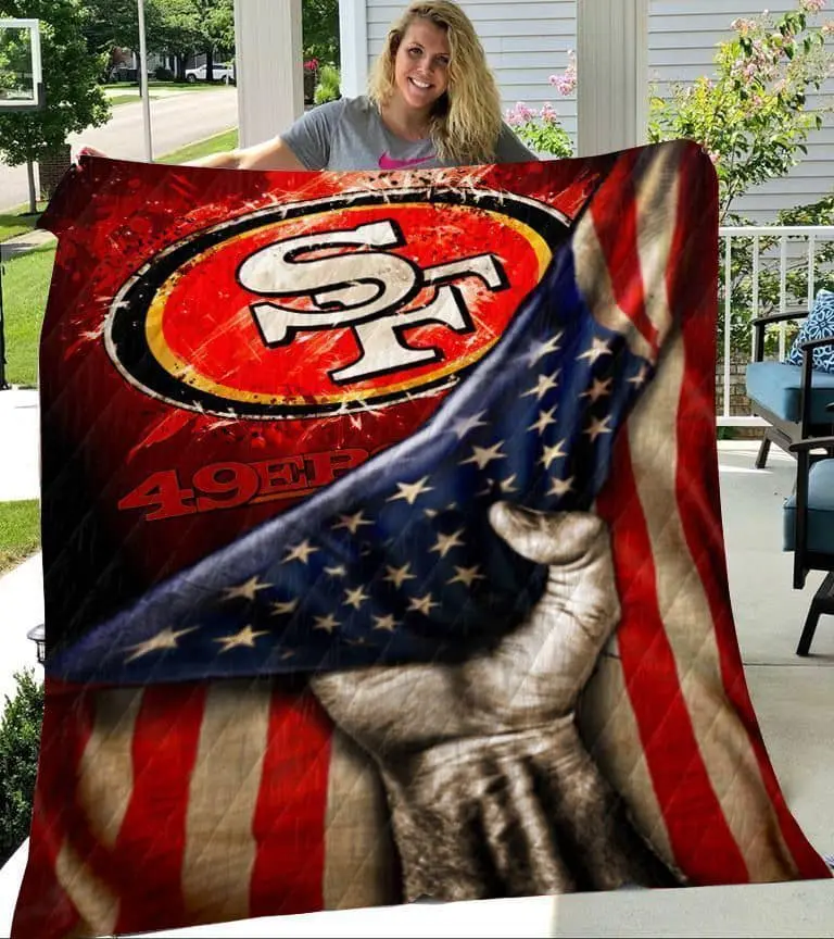san francisco 49ers tz premium quilt blanket mcmsn