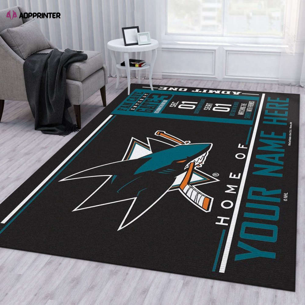 san jose sharks rug living room floor decor fan gifts