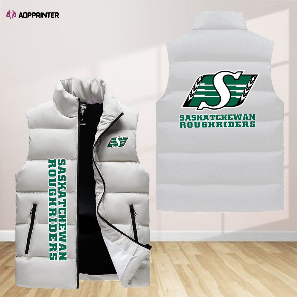 saskatchewan roughriders sleeveless puffer jacket custom for fans gifts