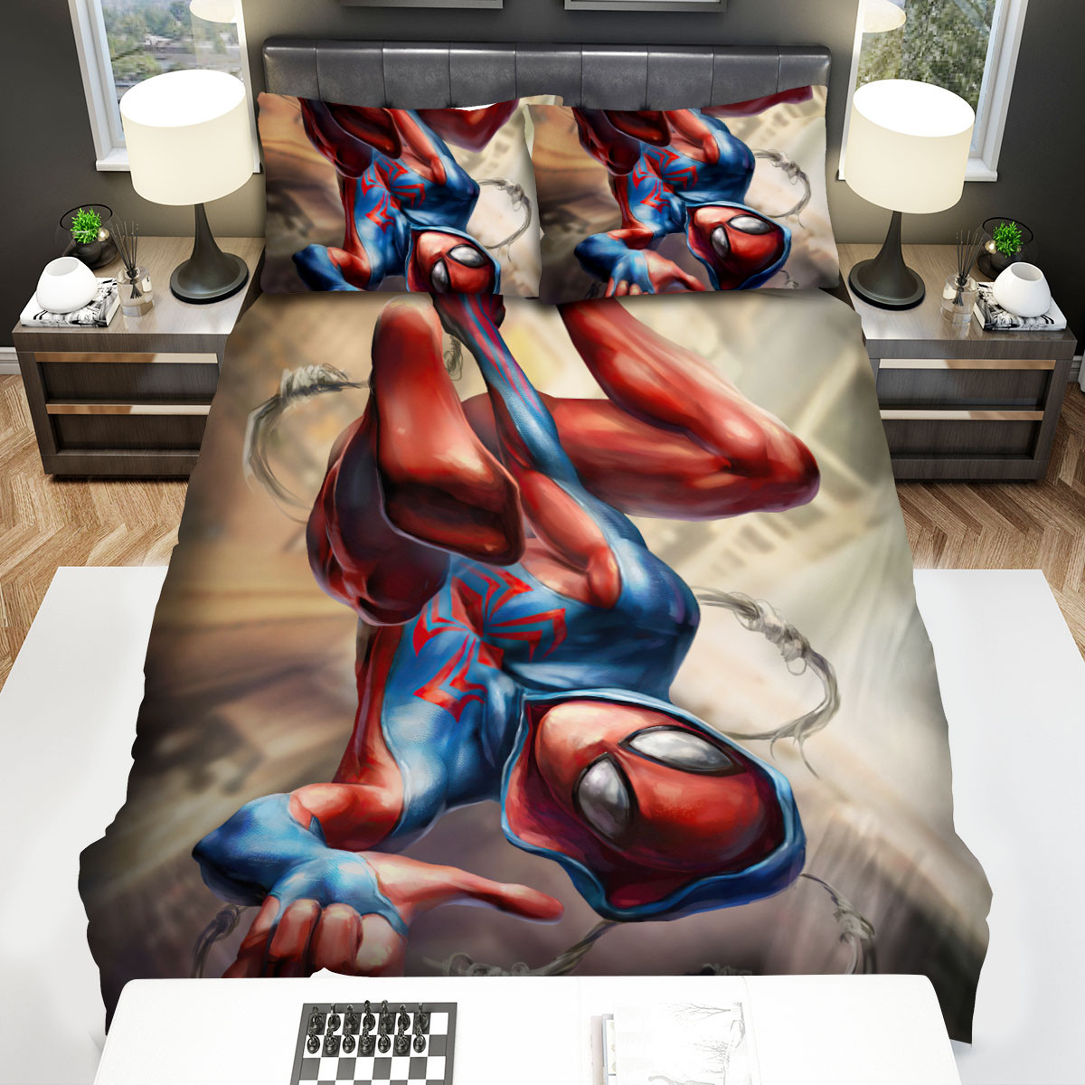 scarlet spider swinging upside down bed sheets spread comforter duvet cover bedding sets osnkh