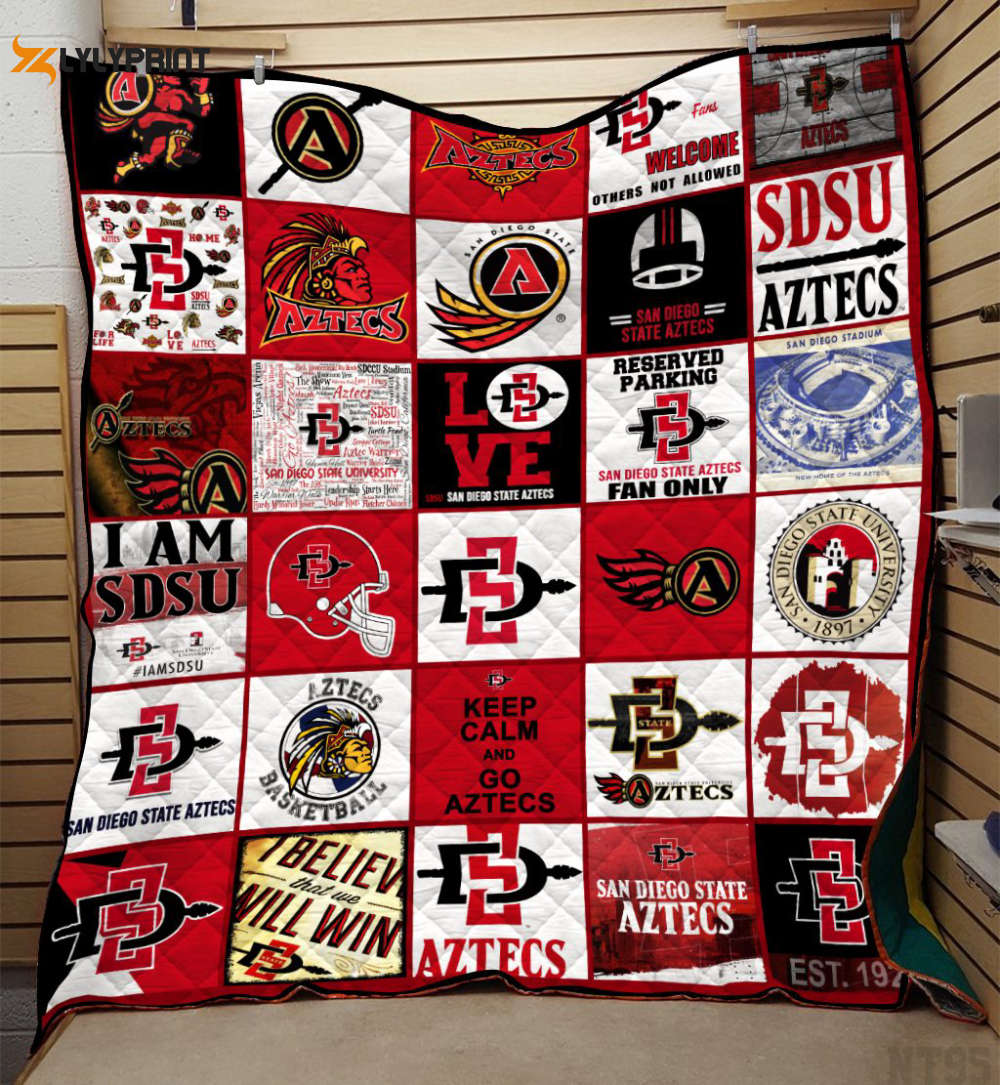 sdsu marching aztecs quilt blanket for fans home decor gift 1q