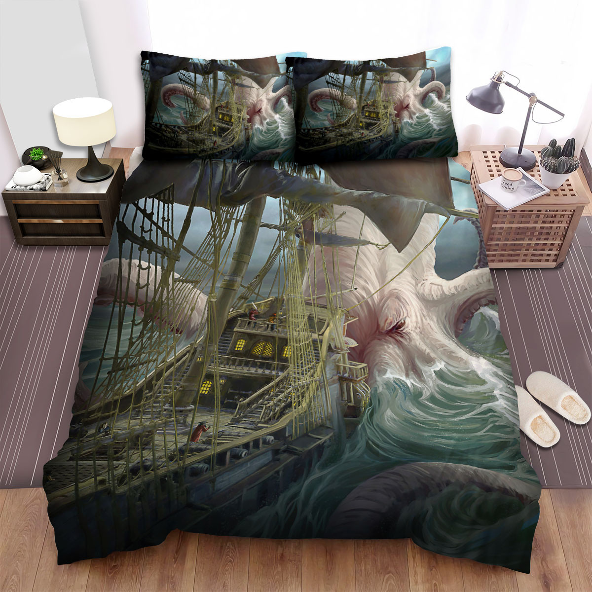 sea monster the frigate and giant octopus duvet cover bedroom sets comfortable bedding sets d3t39