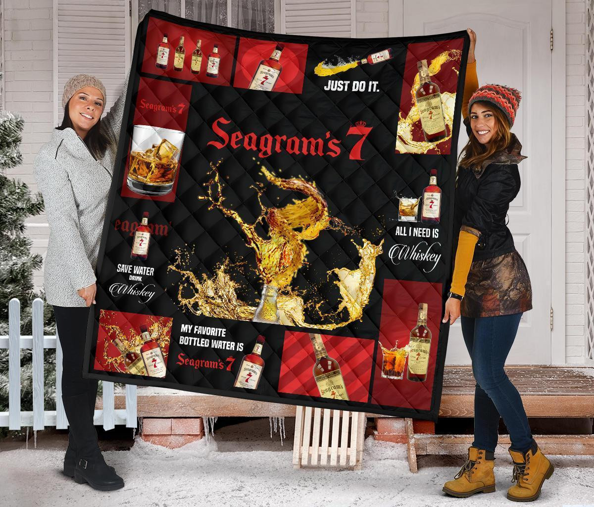 seagrams 7 quilt blanket all i need is whiskey gift idea xvjrv