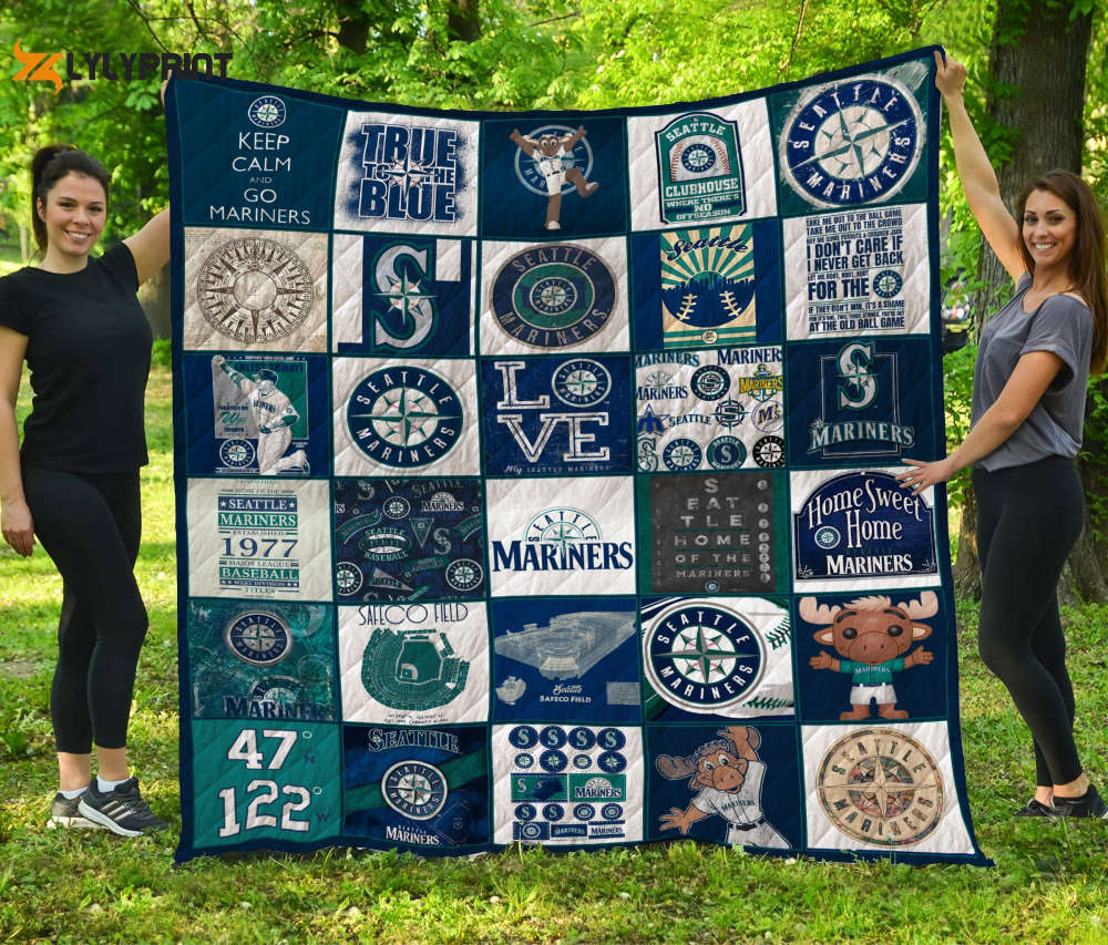 seattle mariners 2 quilt blanket for fans home decor gift1