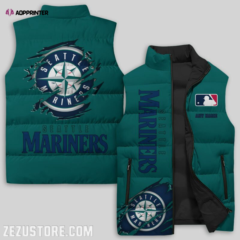 seattle mariners mlb sleeveless puffer jacket custom for fans spj1769