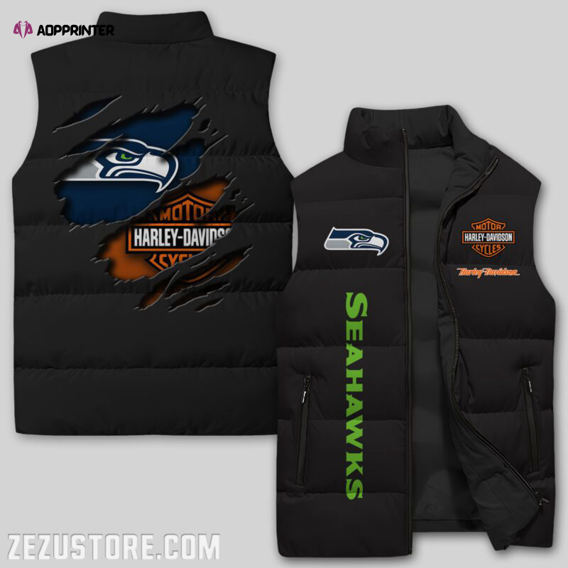 seattle seahawks nfl sleeveless puffer jacket custom for fans gifts 3