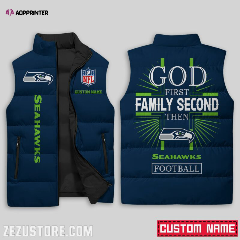 seattle seahawks nfl sleeveless puffer jacket custom for fans spj0929