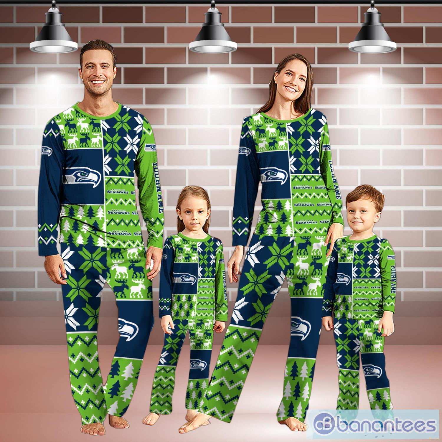 seattle seahawks pajamas set christmas snowflake pattern pajamas christmas gift for family