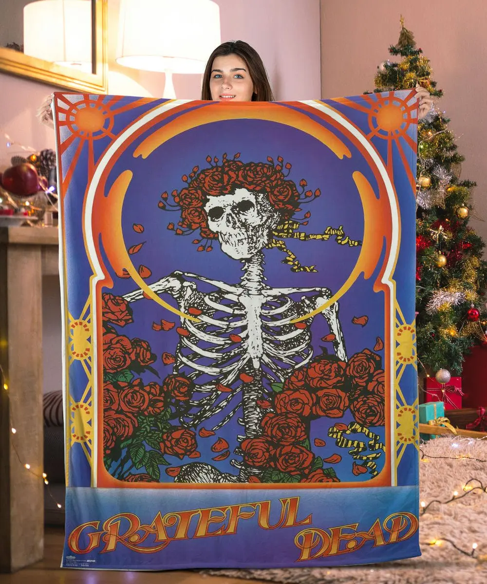 skeleton 26 roses grateful dead blanket 79c7h