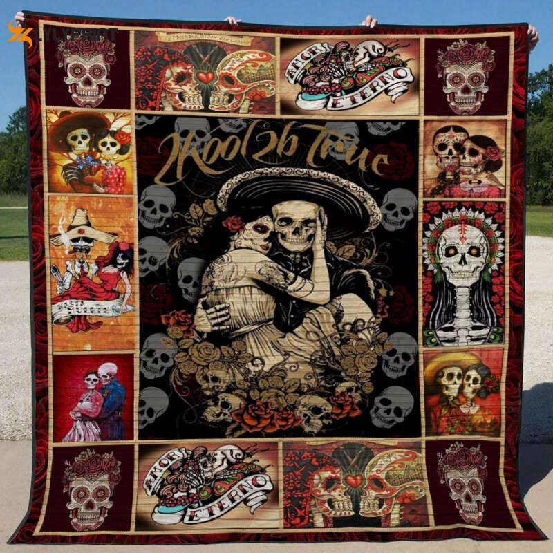 skull 3d customized quilt blanket