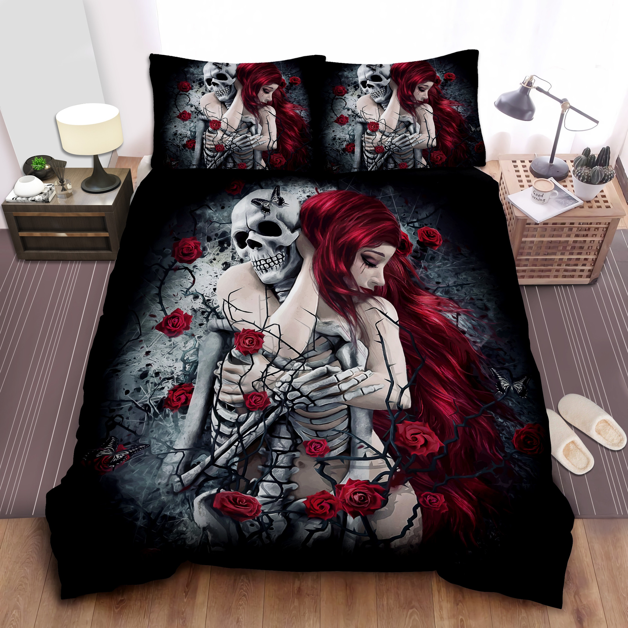 skull roses duvet cover bedroom sets comfortable bedding sets 4vkbg