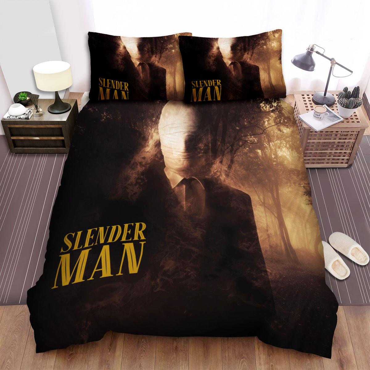 slender man opaque in the forest duvet cover bedroom sets comfortable bedding sets zfory