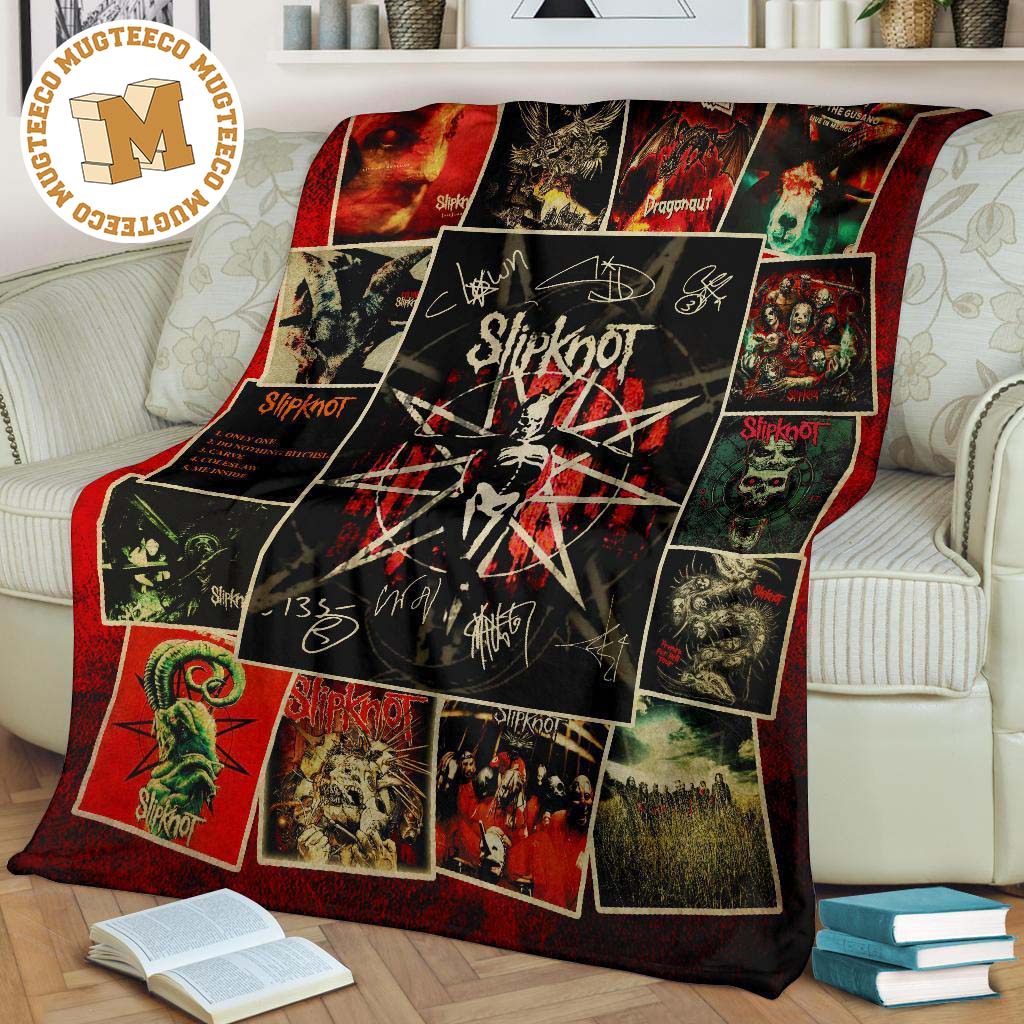 slipknot band signatures fleece blanket rock fan gift nsvje