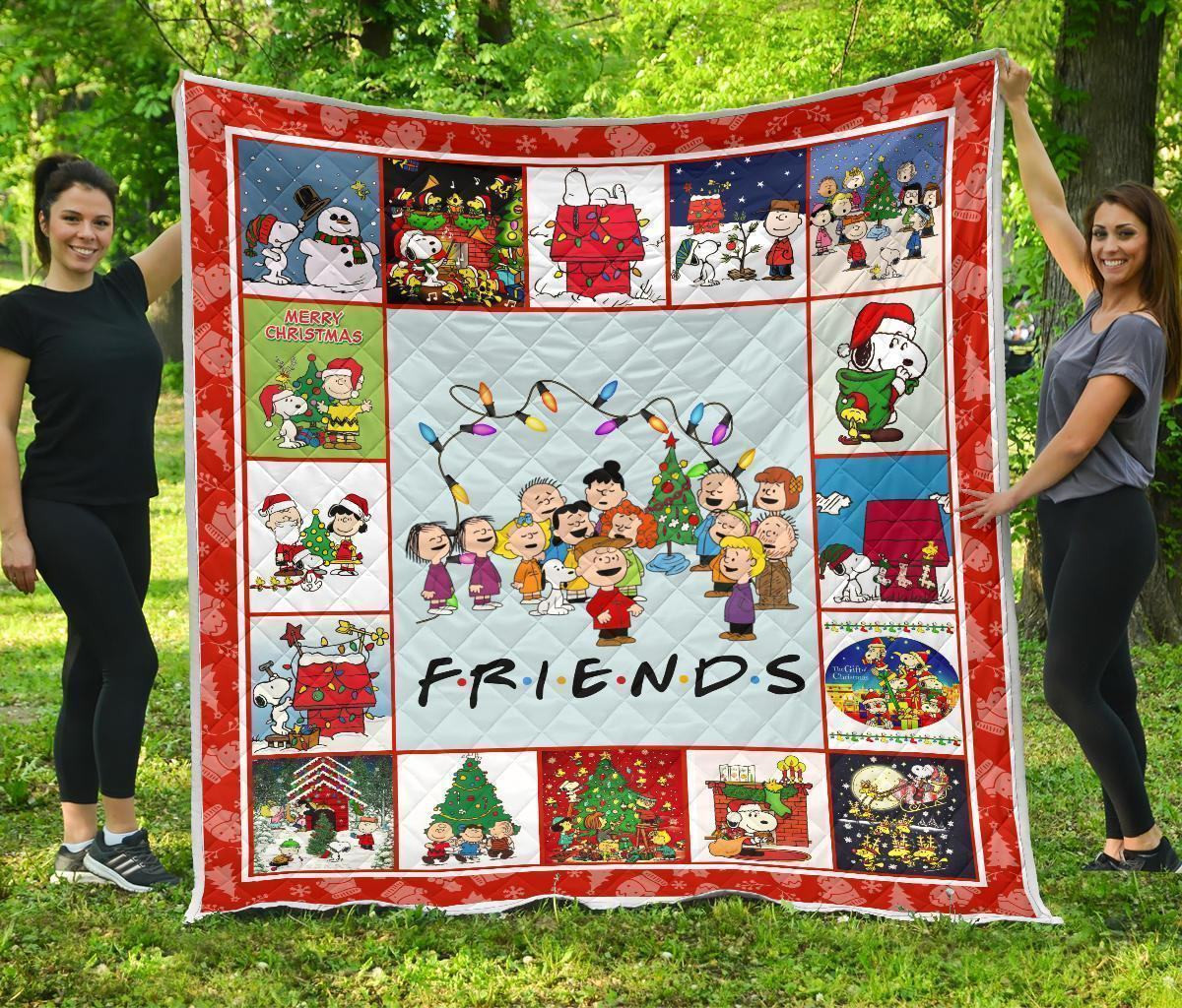 snoopy friends christmas quilt blanket xmas bedding decor idea l5w0w