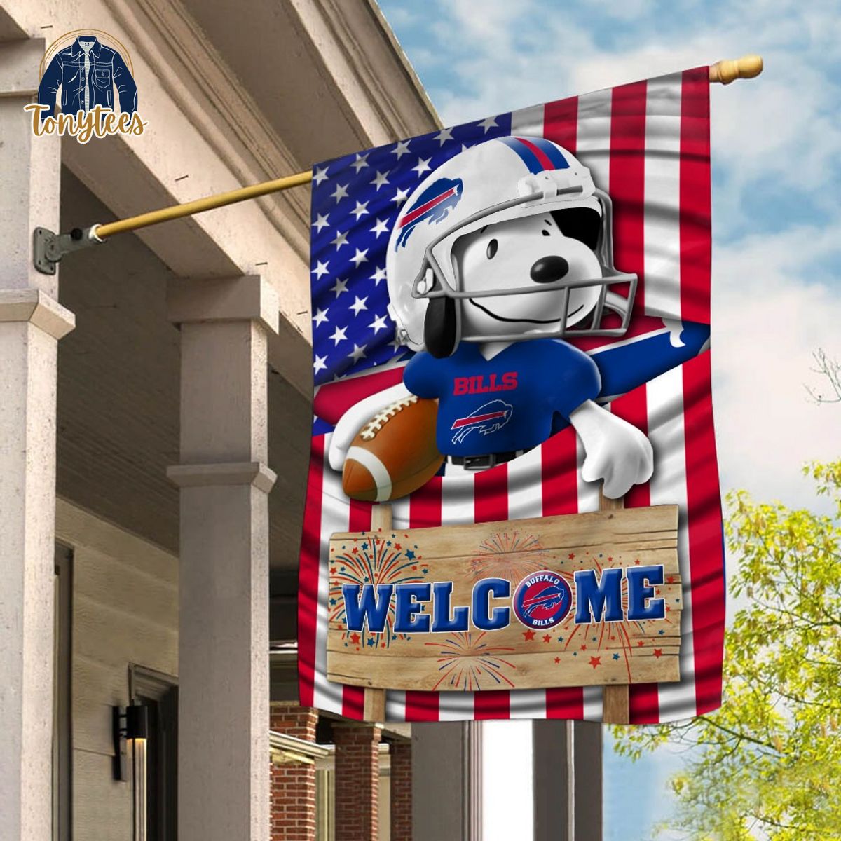 snoopy peanuts buffalo bills welcome custom name garden flag 1 vxokc