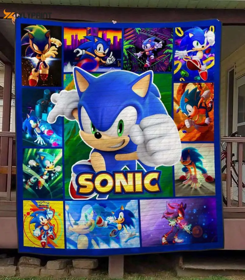 sonic quilt blanket for fans home decor gift 1s