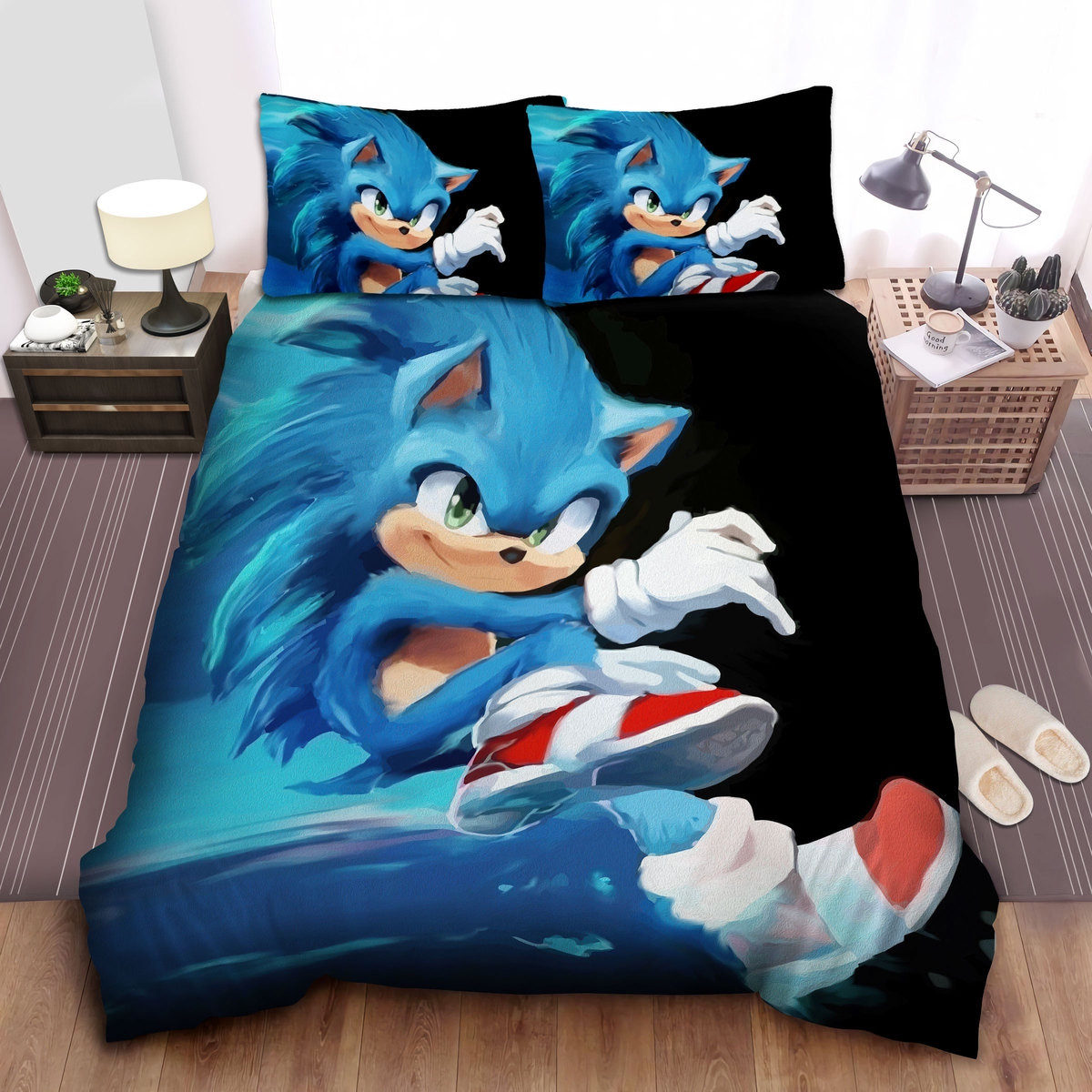 sonic the hedgehog in acrylic painting duvet cover bedroom sets comfortable bedding sets yvvmm