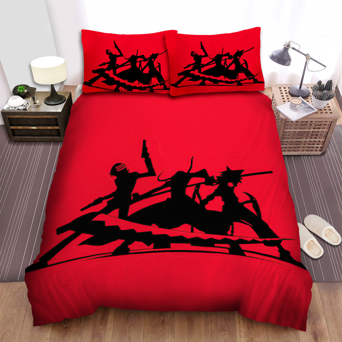 soul eater the trio silhouettes in red bed sheets spread duvet cover bedding sets 70c8d