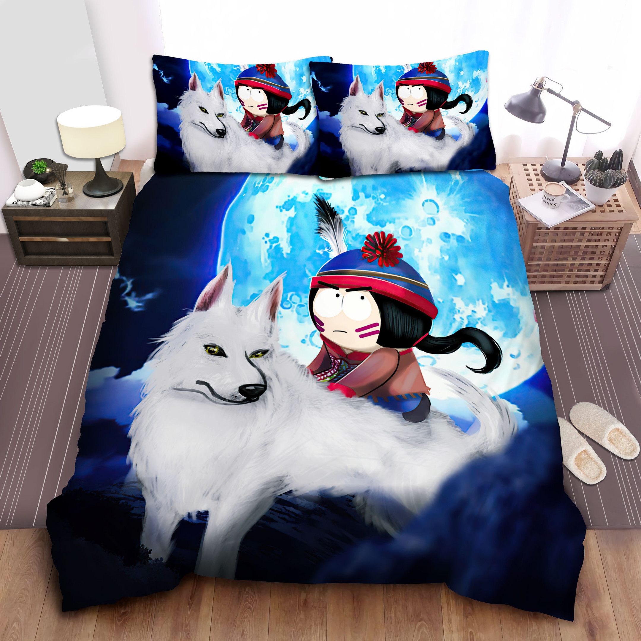 south park stan of many moons riding on white fox bed sheets spread comforter duvet cover bedding sets 5m1so