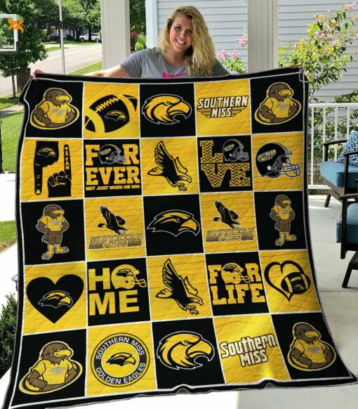 southern miss golden eagles 1 quilt blanket for fans home decor gift