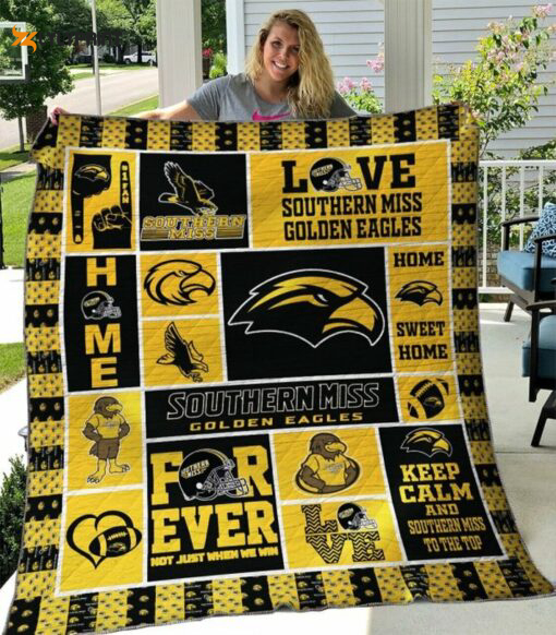 southern miss golden eagles 2 quilt blanket for fans home decor gift