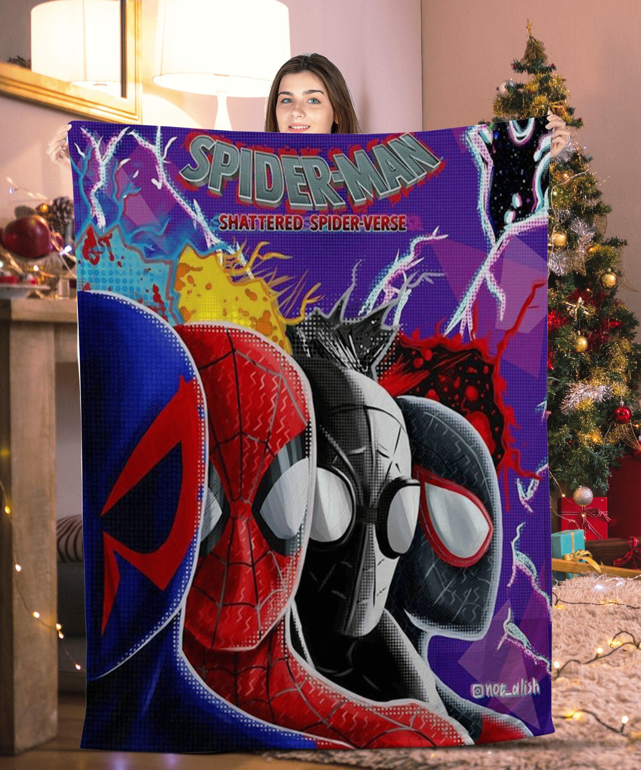 spider man shattered spider verse blanket rhj4v