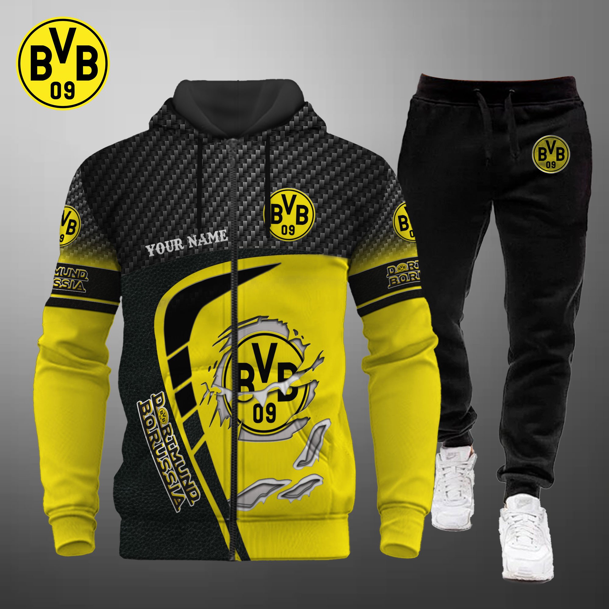 sportswearmerch borussia dortmund bdlg new personalized hoodie and joggers full set gifts for fans ylqec