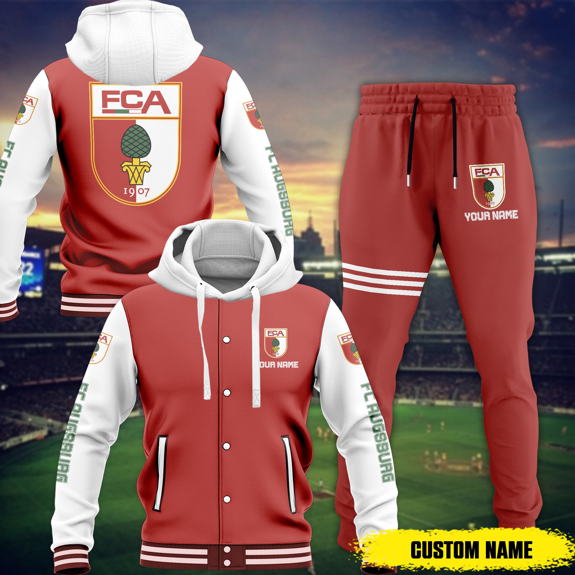 sportswearmerch fc augsburg bdlg combo baseball hoodied jacket and joggers gift for fan ulvtf