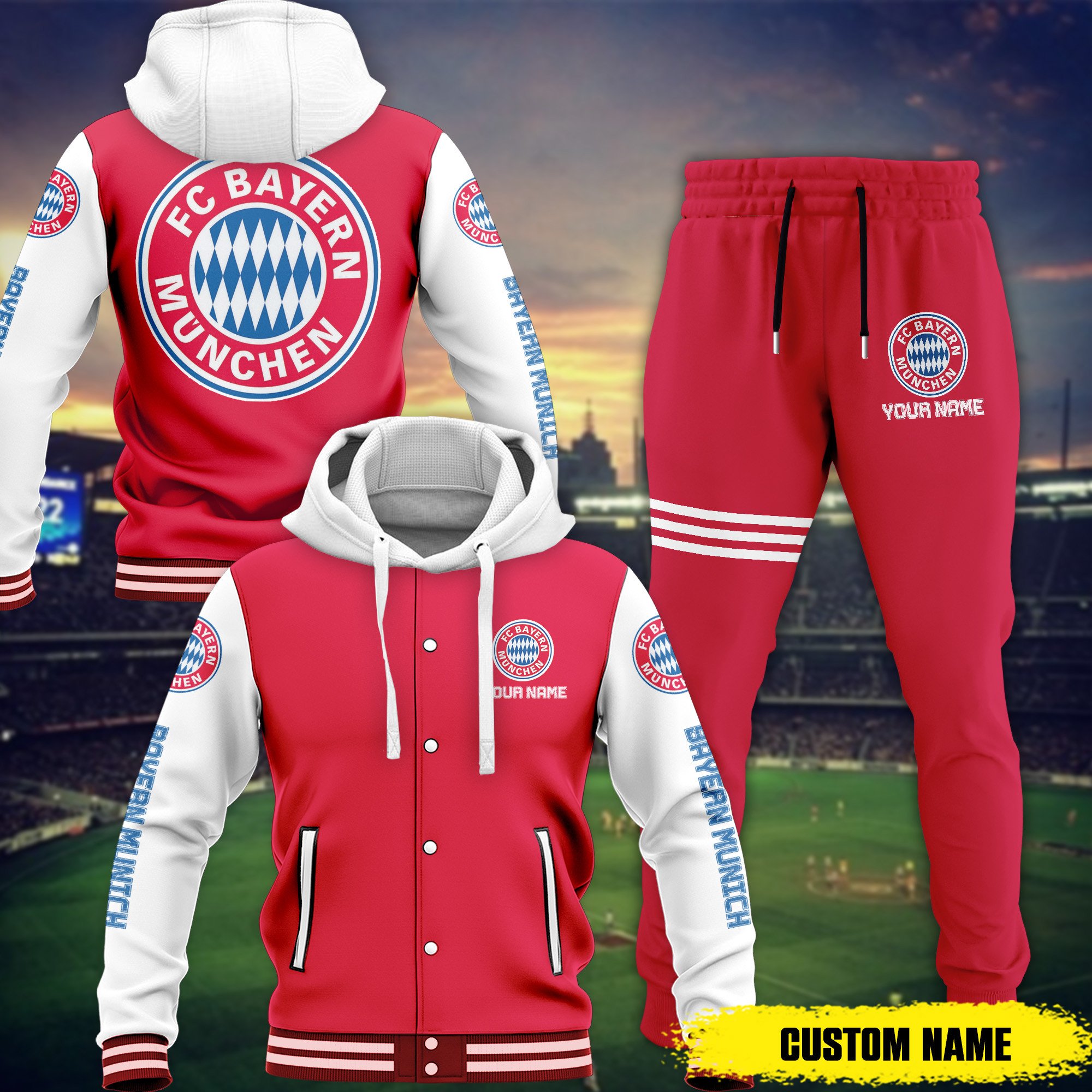 sportswearmerch fc bayern mnchen bdlg combo baseball hoodied jacket and joggers gift for fan nlzif