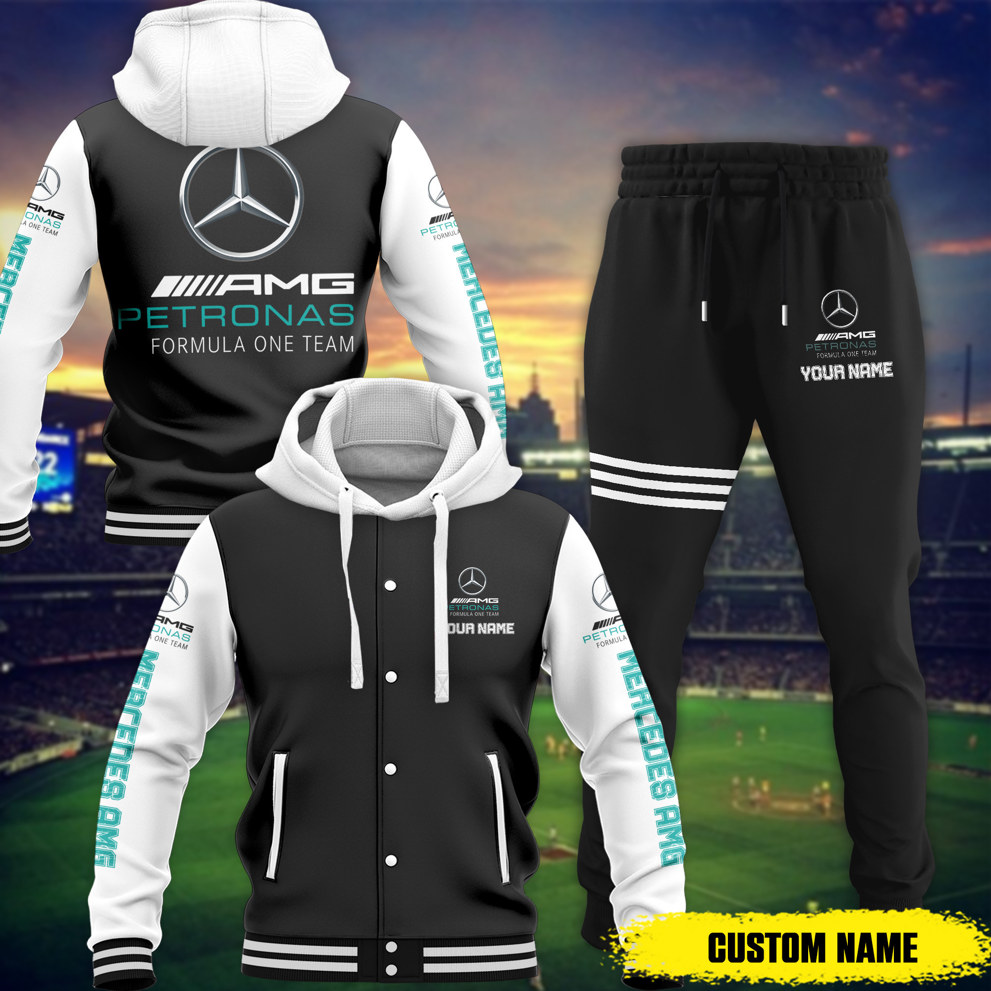 sportswearmerch mercedes f1 combo baseball hoodie jacket and joggers gift for fan qhpuv