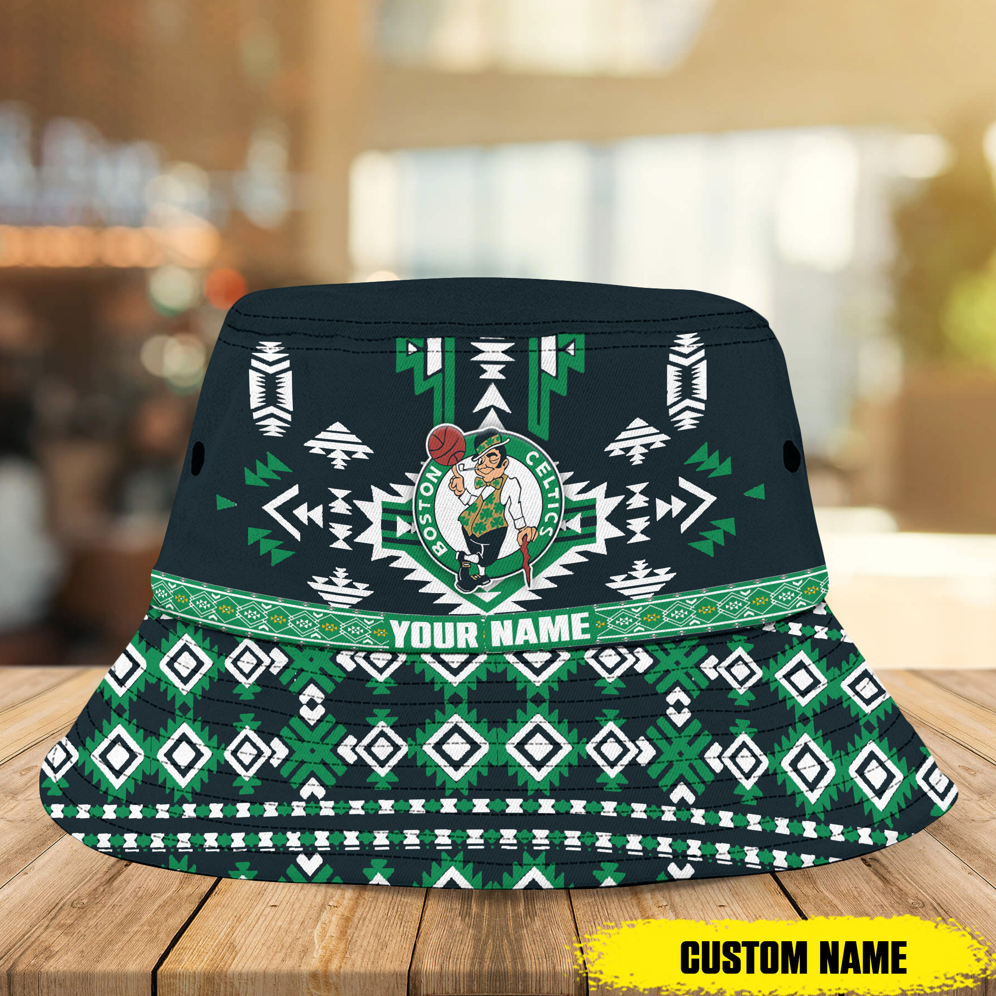 sportwearmerch boston celtics nba native pattern personalized bucket hat for fans dk3ph