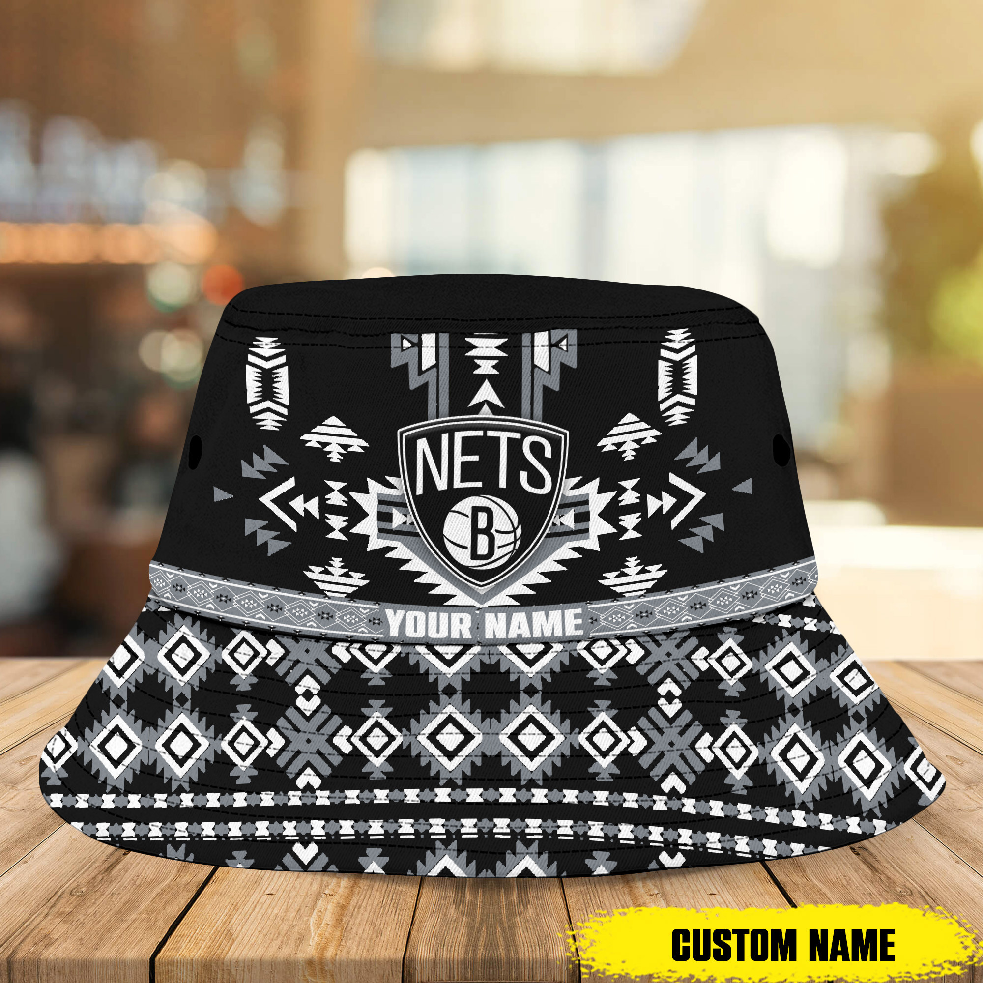 sportwearmerch brooklyn nets nba native pattern personalized bucket hat for fans vay5g